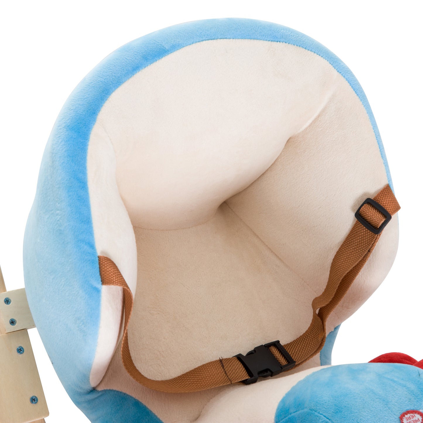Qaba Baby Rocking Horse Plane Design Plush Stuffed Rocking Chair, Wooden Rocking Horse with Sound, Seat Belt for Boys an