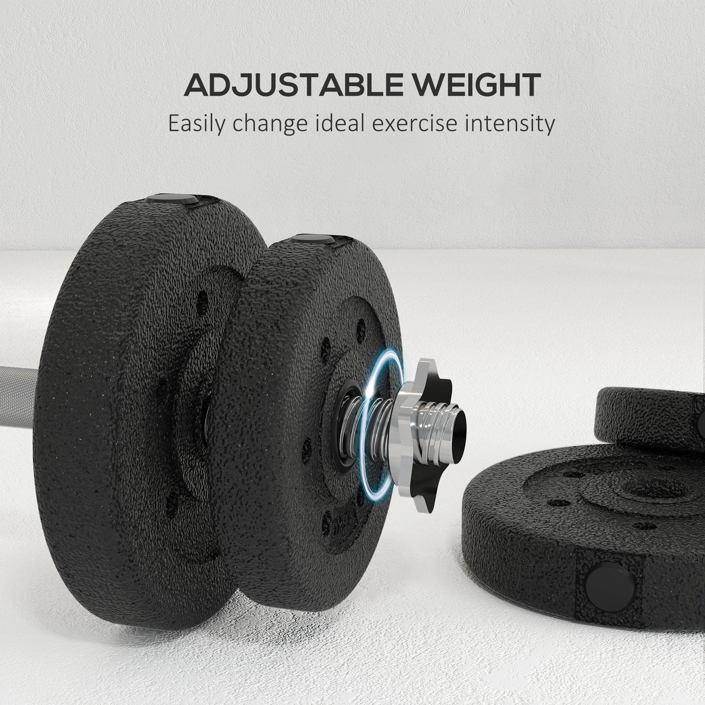 Soozier 2 x 33 lbs Adjustable Dumbbells Weight Set Dumbbell Hand Weight Barbell for Body Fitness Lifting Training for Ho