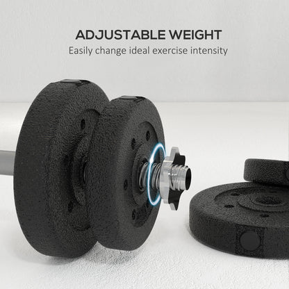 Soozier 2 x 33 lbs Adjustable Dumbbells Weight Set Dumbbell Hand Weight Barbell for Body Fitness Lifting Training for Ho