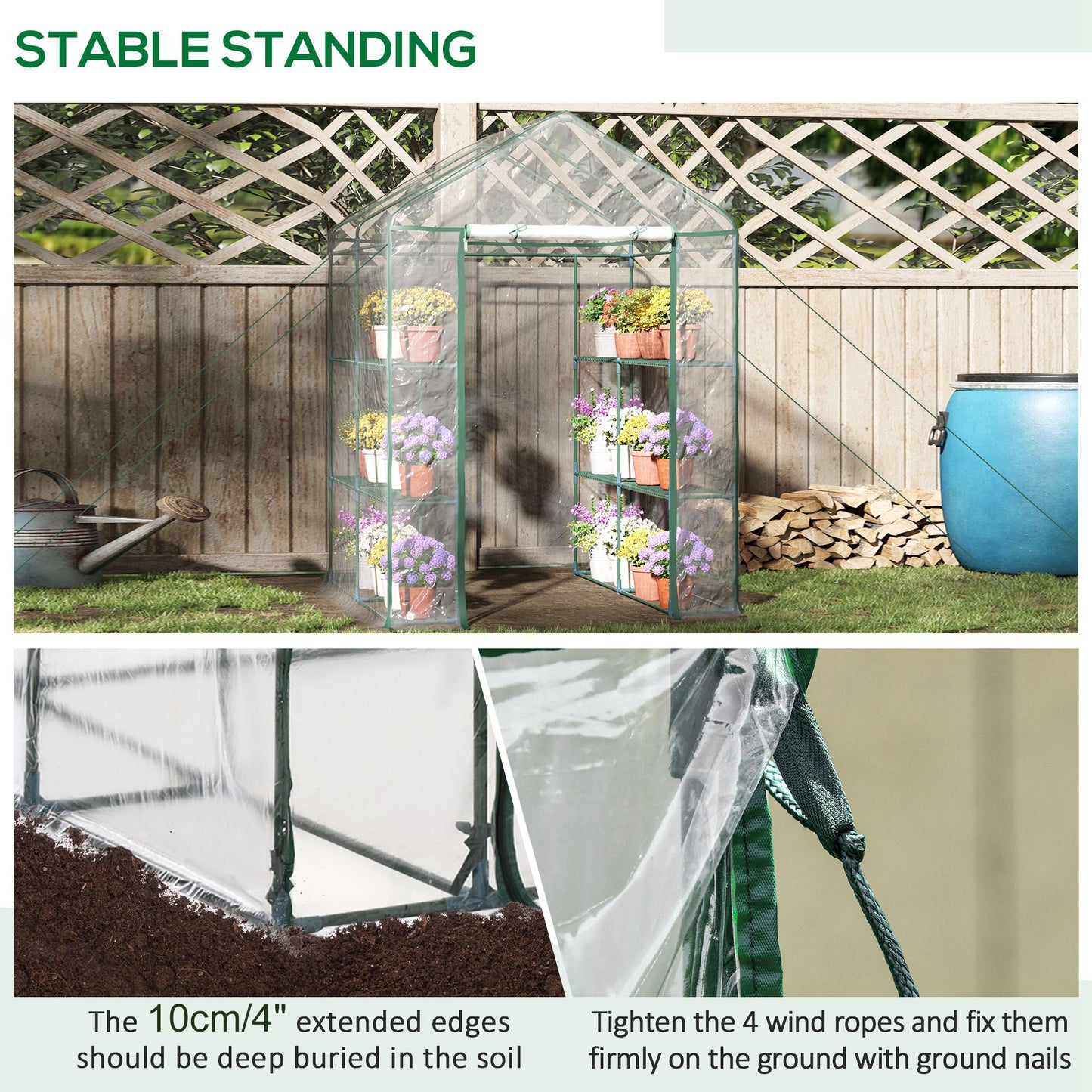 56" x 56" x 77" Walk-in Greenhouse, Portable Garden Flower Seed Warm House with 8 Shelves, Outdoor Plant Growth Hot Hous