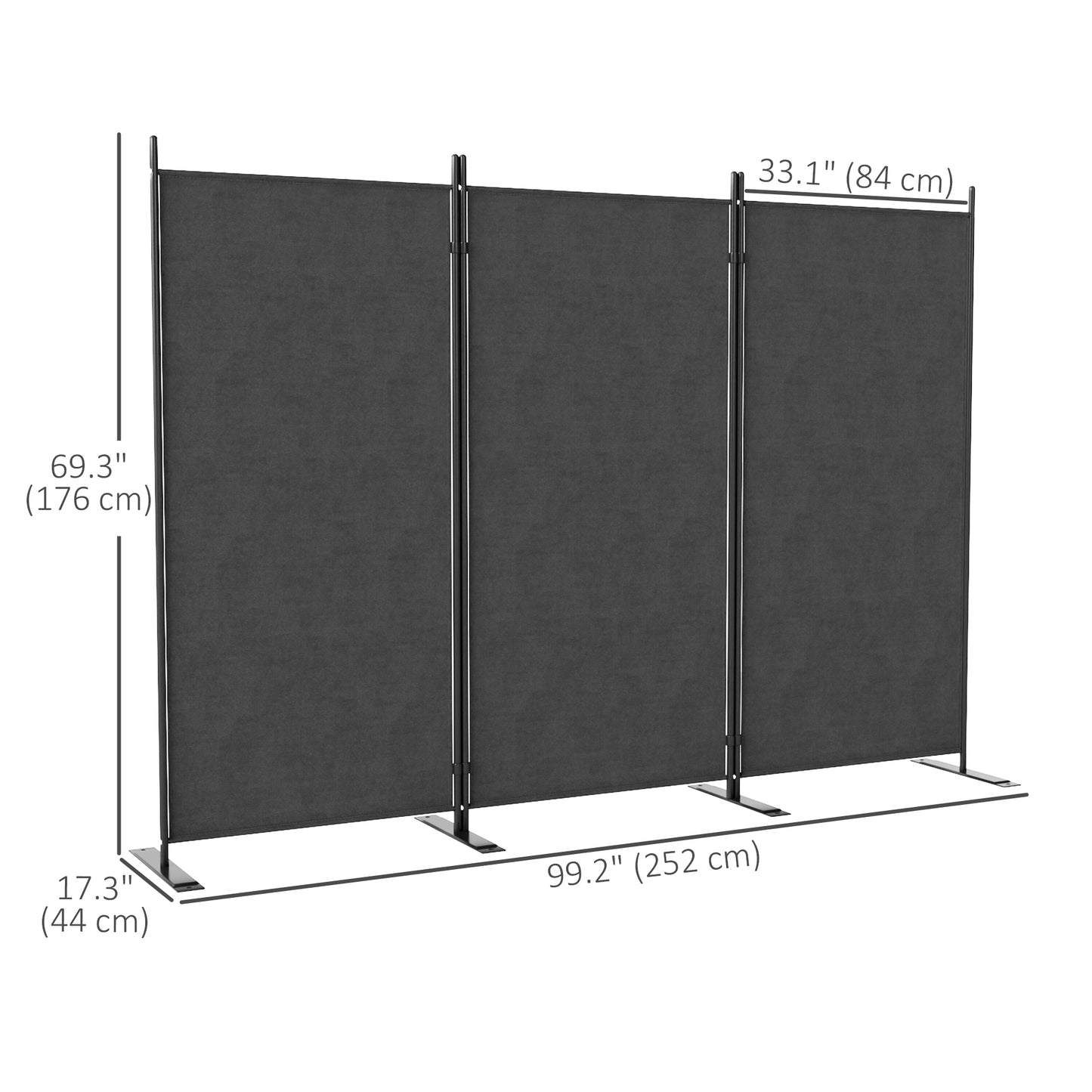 3 Panel Folding Outdoor Privacy Screen, 5.8FT Tall Room Divider with UV30+ Protection, Freestanding Privacy Panel Partit