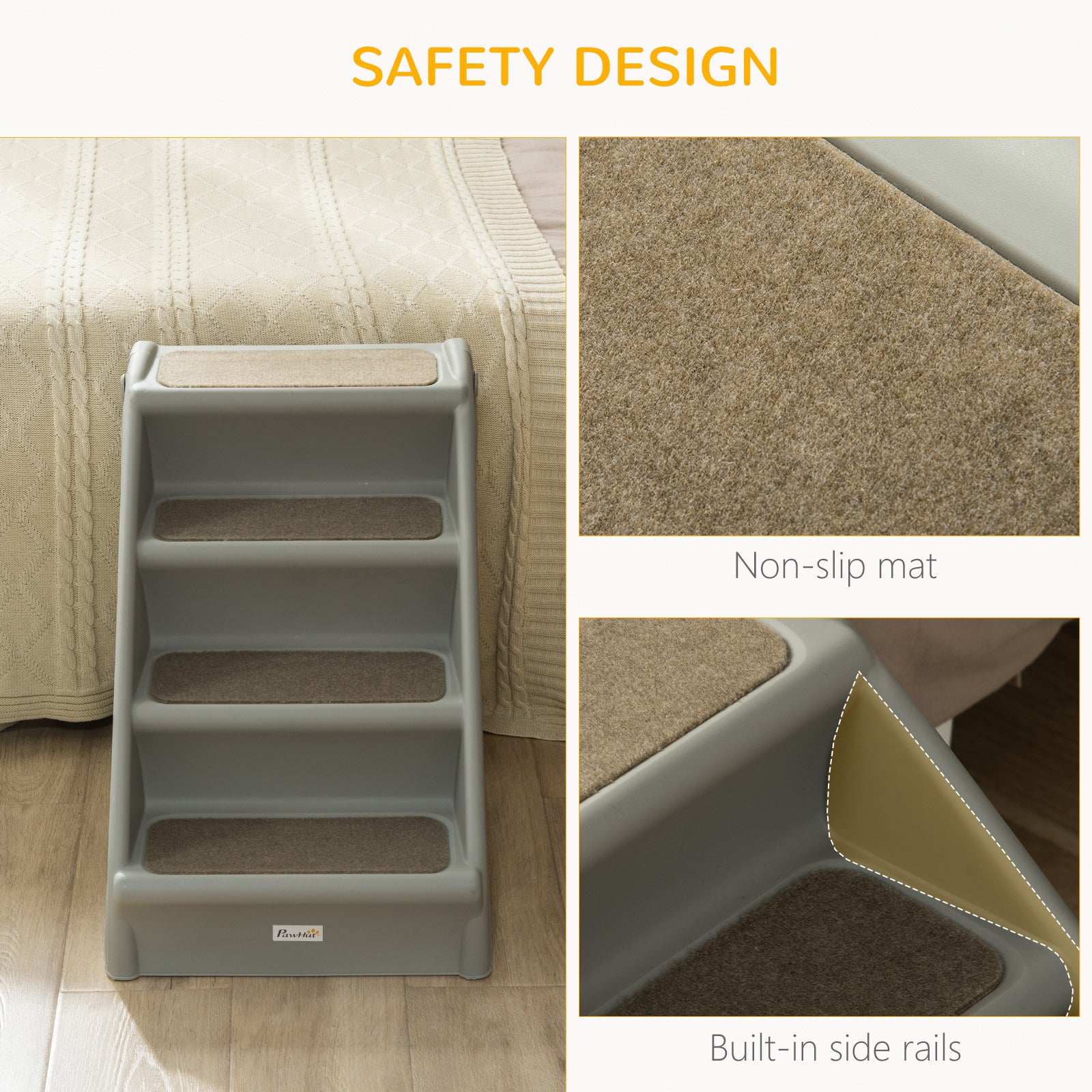 4-Level Portable Dog Stairs, Foldable Dog Steps for Small Dogs, Lightweight Cat Steps, with Nonslip Soft Mats, for High 