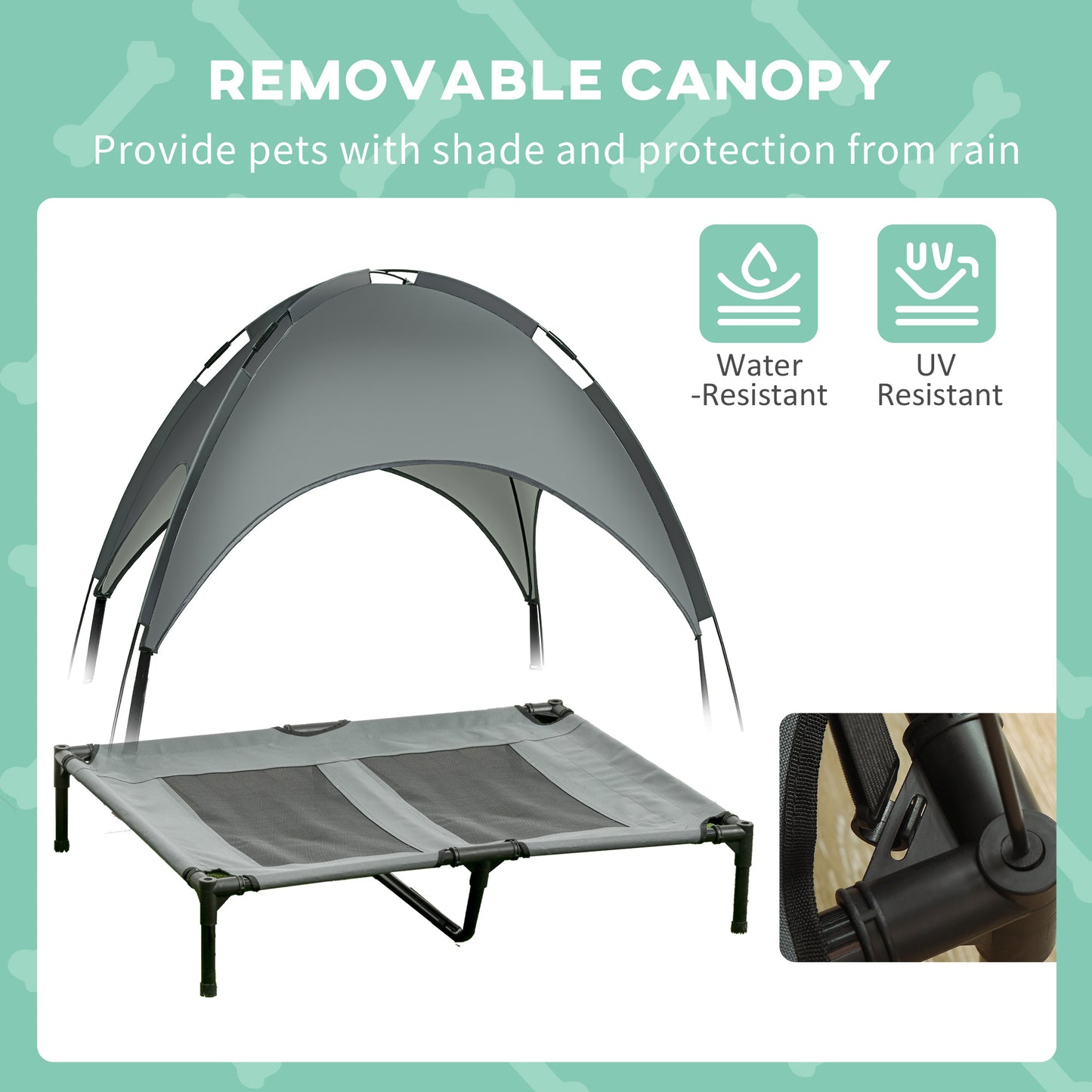 Elevated Dog Bed with Canopy and Carry Bag - Grey - Image 5