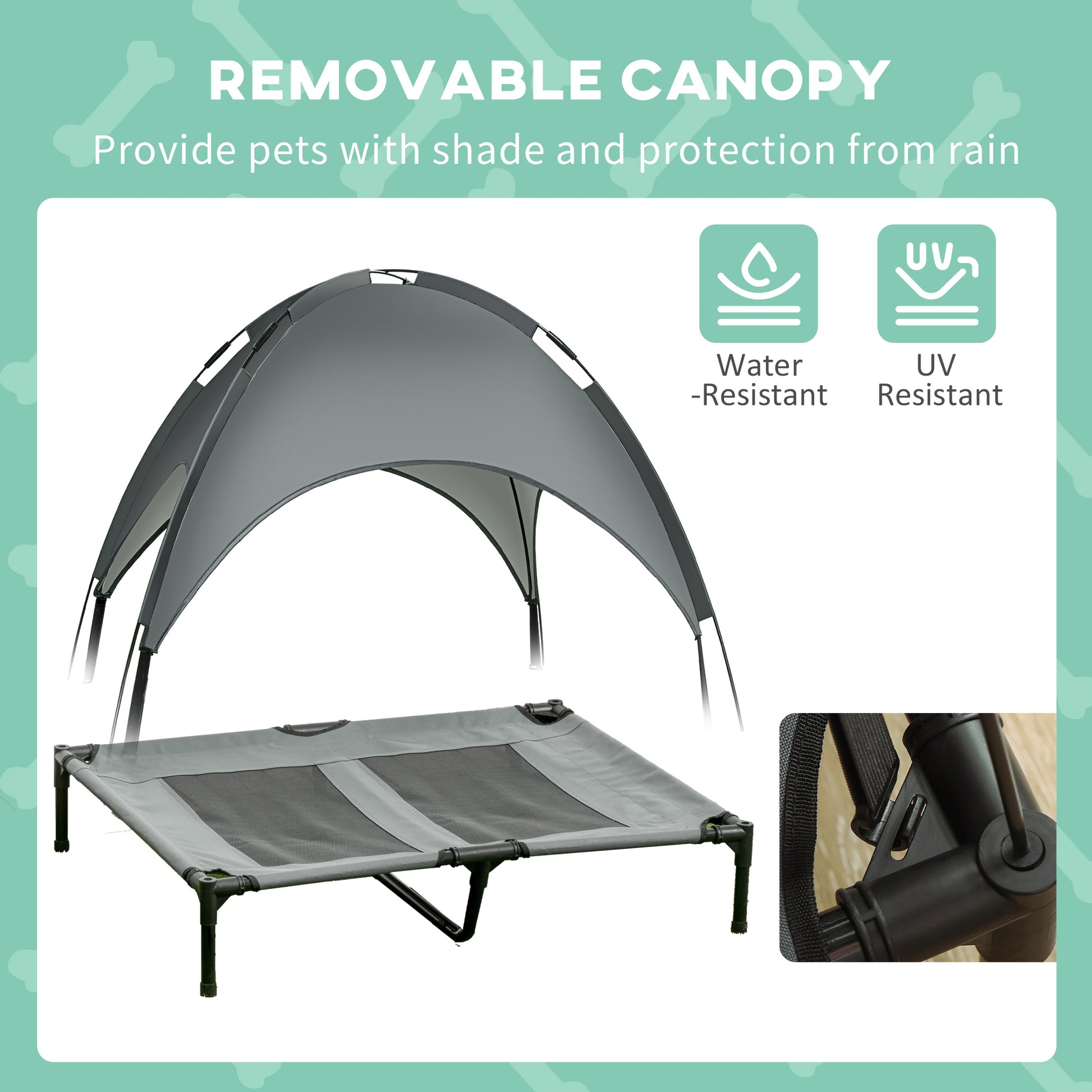 Elevated Dog Bed with Canopy and Carry Bag - Grey - Image 5