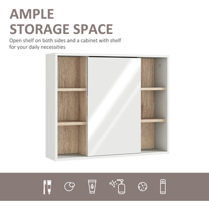 Wall-Mounted Bathroom Medicine Cabinet with Mirror, Over Toilet Bathroom Vanity Cabinet White & Oak