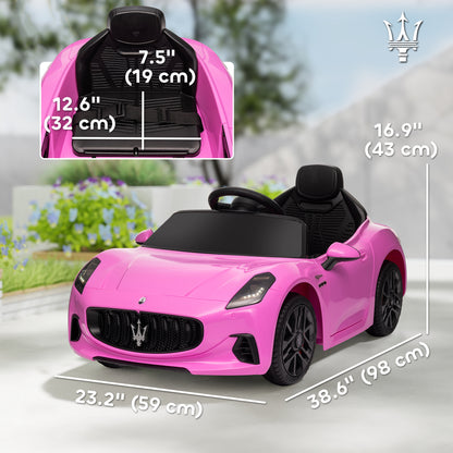 Qaba 12V Maserati Gran Turismo Licensed Kids Electric Car w/ Remote Control, Soft Start, LED Lights, Music, Horn, MP3, P