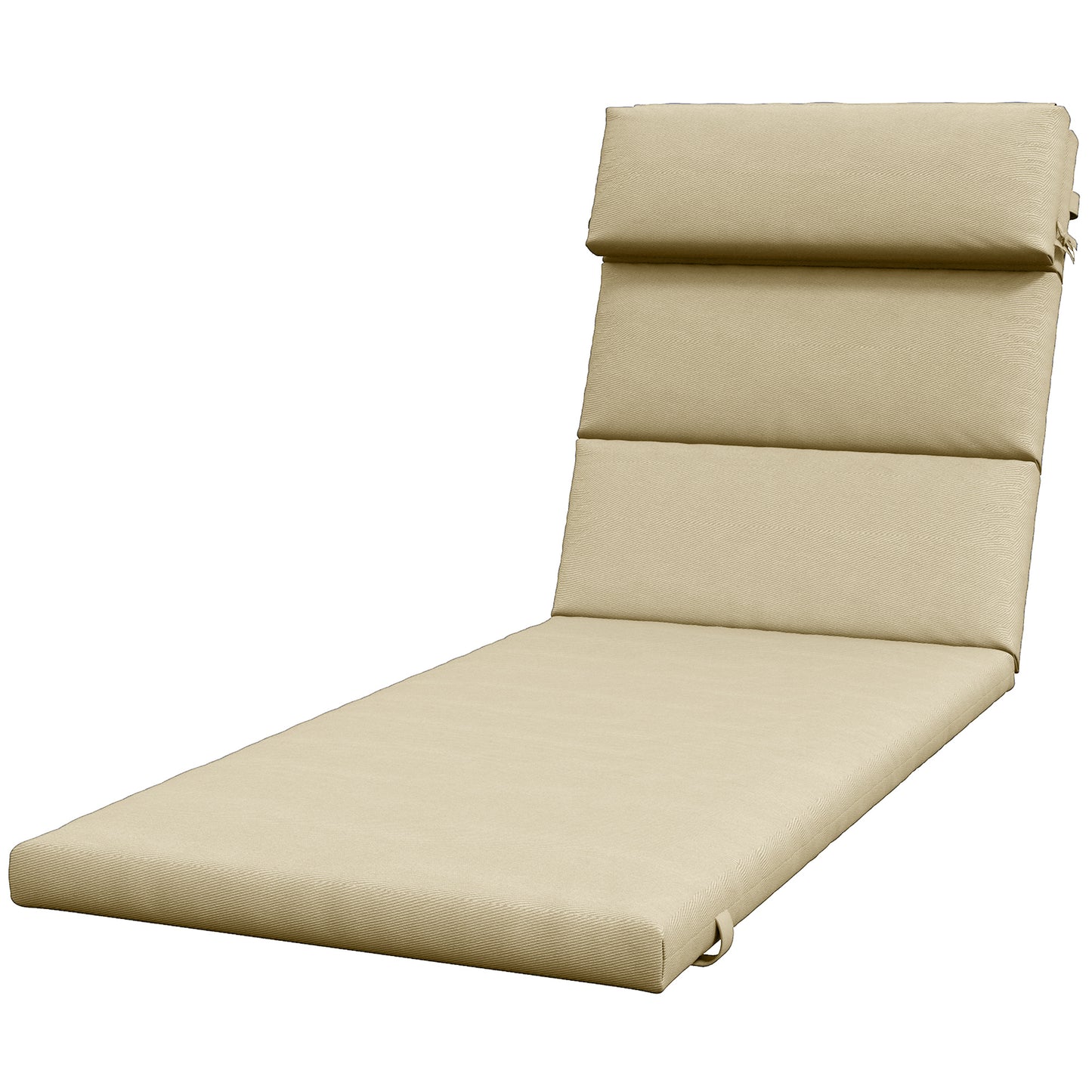 Patio Chaise Lounge Chair Cushion Replacement Sun Lounger Pads with Headrest and Ties, Beige