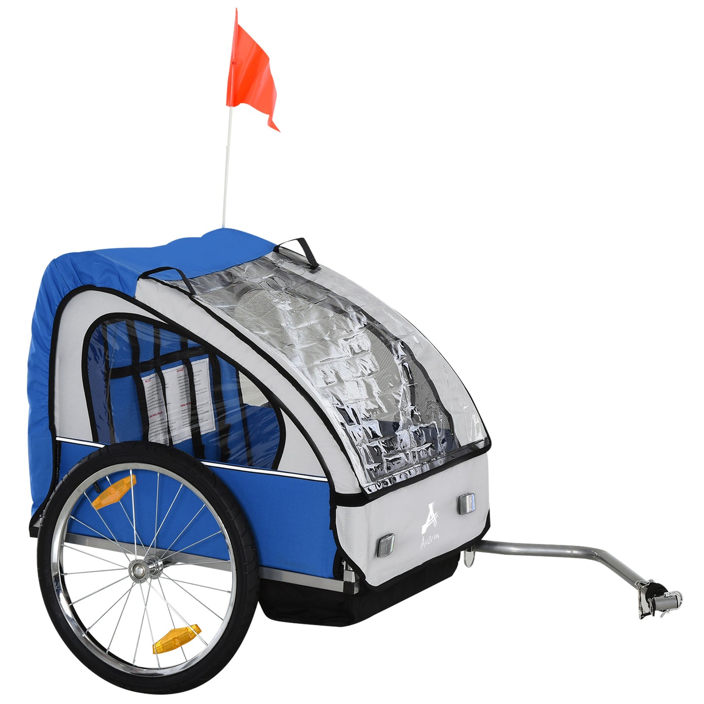 VarietyKart 2-Seat Child Bike Trailer for Kids with a Strong Steel Frame, 5-Point Safety Harnesses, & Comfortable Seat, 