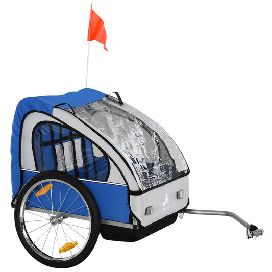VarietyKart 2-Seat Child Bike Trailer for Kids with a Strong Steel Frame, 5-Point Safety Harnesses, & Comfortable Seat, 