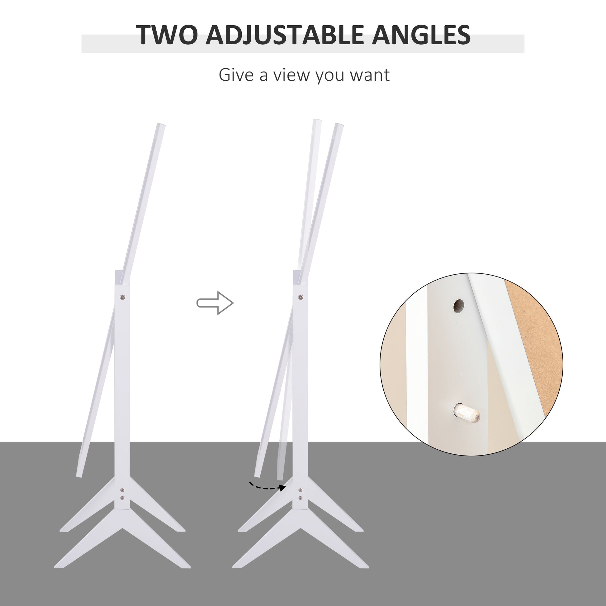 Full Length Mirror, Free Standing Full Body Mirror with Rectangular Frame, Adjustable Angle for Dressing Room, Bedroom, 