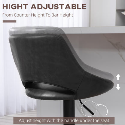 Swivel Bar Stools Set of 2 with Footrest, Faux Leather Upholstered Counter Height Barstools with Round Metal Base