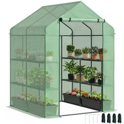 56" x 54" x 74" Walk-in Greenhouse Portable Garden Flower Seed Warm House with 8 Shelves, Outdoor Plant Growth Hot House
