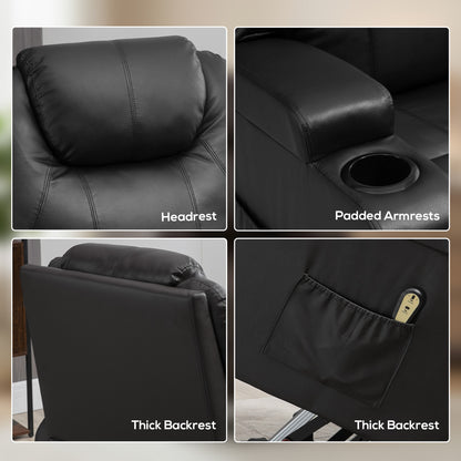 Power Lift Recliner Chair for Elderly, PU Leather Lift Chair with Thick and High Back, Footrest, Remote, Side Pockets, C