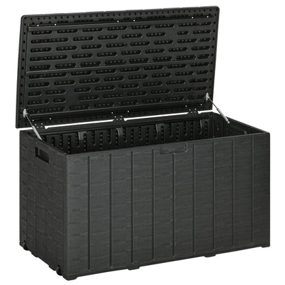 81 Gallon Garden Storage Box, Waterproof  Double Wall Storage Container with Wheels and Handles, Black