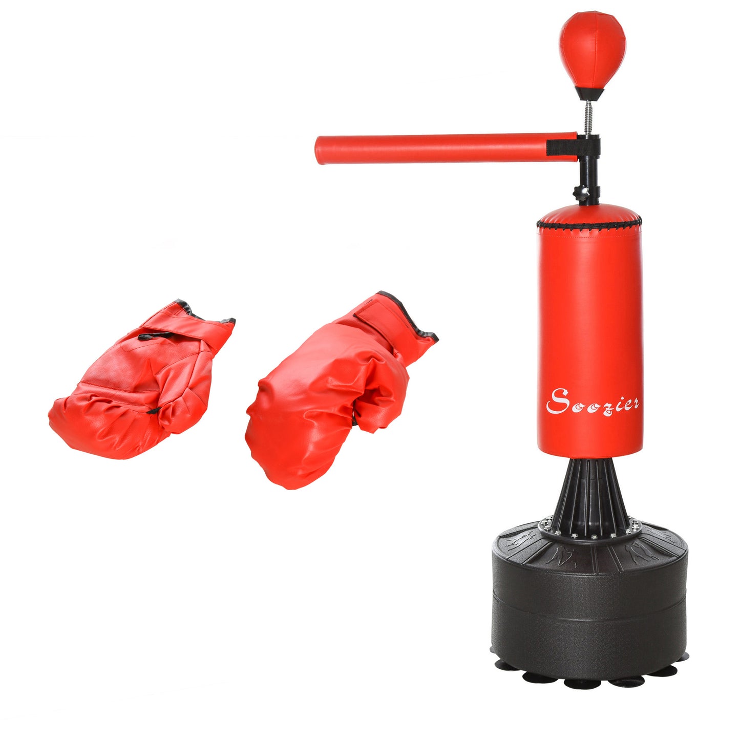 Soozier Freestanding Boxing Punch Bag Stand with 360° Rotating Flexible Arm, Speed Ball, Waterable and Sandable Base, Re