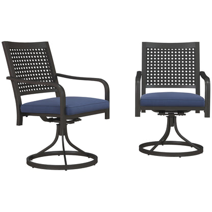 2 Pieces Patio Swivel Chairs with Cushion, Outdoor Swivel Rocker with Curved Armrests, Backrest for Garden, Balcony, Por