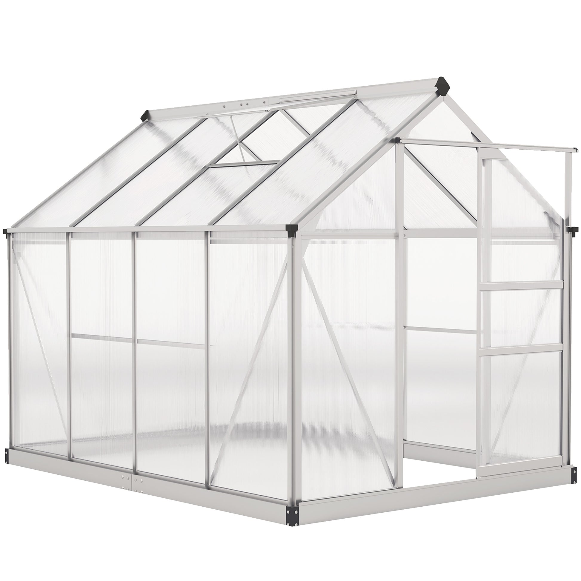 6' x 8' x 6.6' Polycarbonate Greenhouse, Walk-In Green House Kit Garden, Plants Grow, Galvanized Sheet Aluminum Frame wi