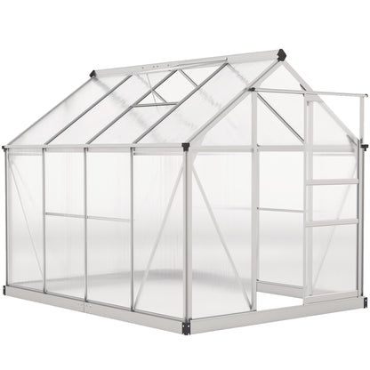 6' x 8' x 6.6' Polycarbonate Greenhouse, Walk-In Green House Kit Garden, Plants Grow, Galvanized Sheet Aluminum Frame wi