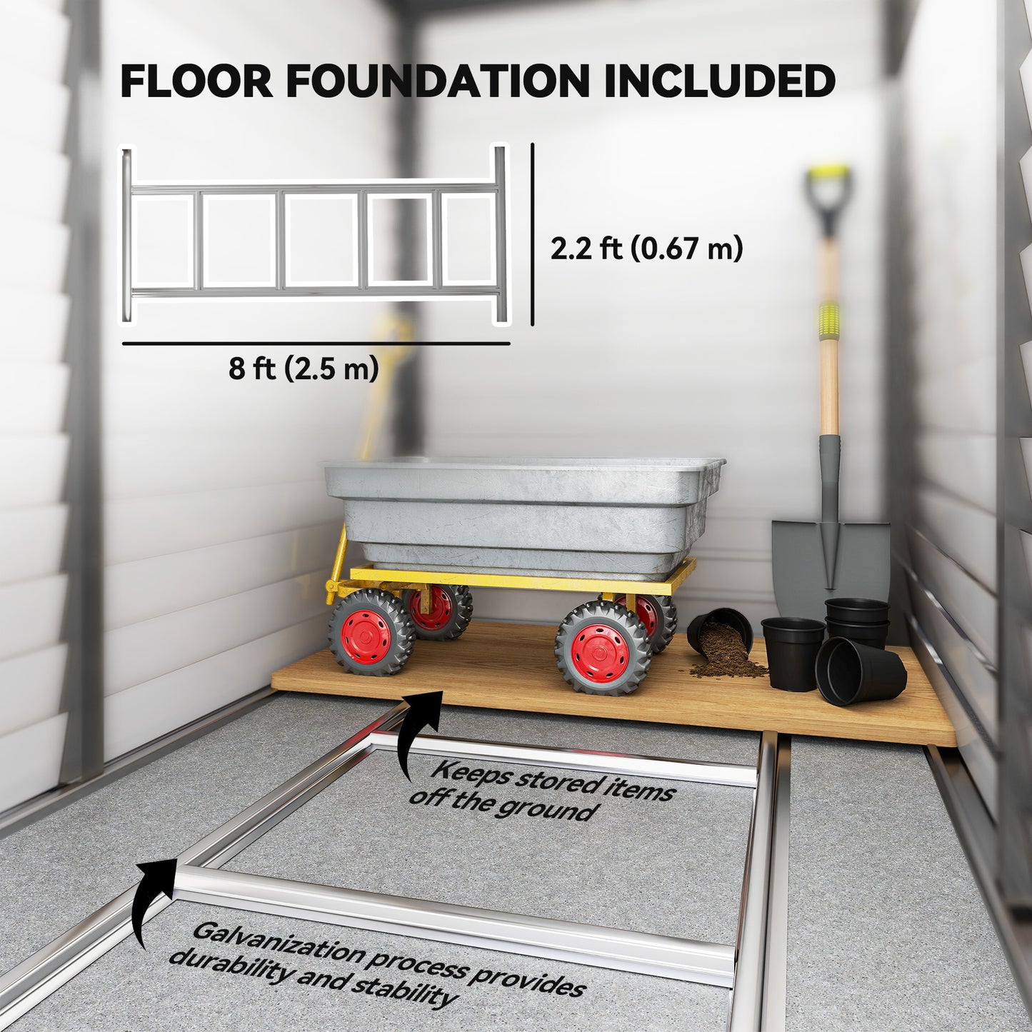 4.6' x 9' Steel Outdoor Storage Shed, Lean to Shed, Metal Tool House with Foundation Kit, Lockable Doors, Gloves and 2 A