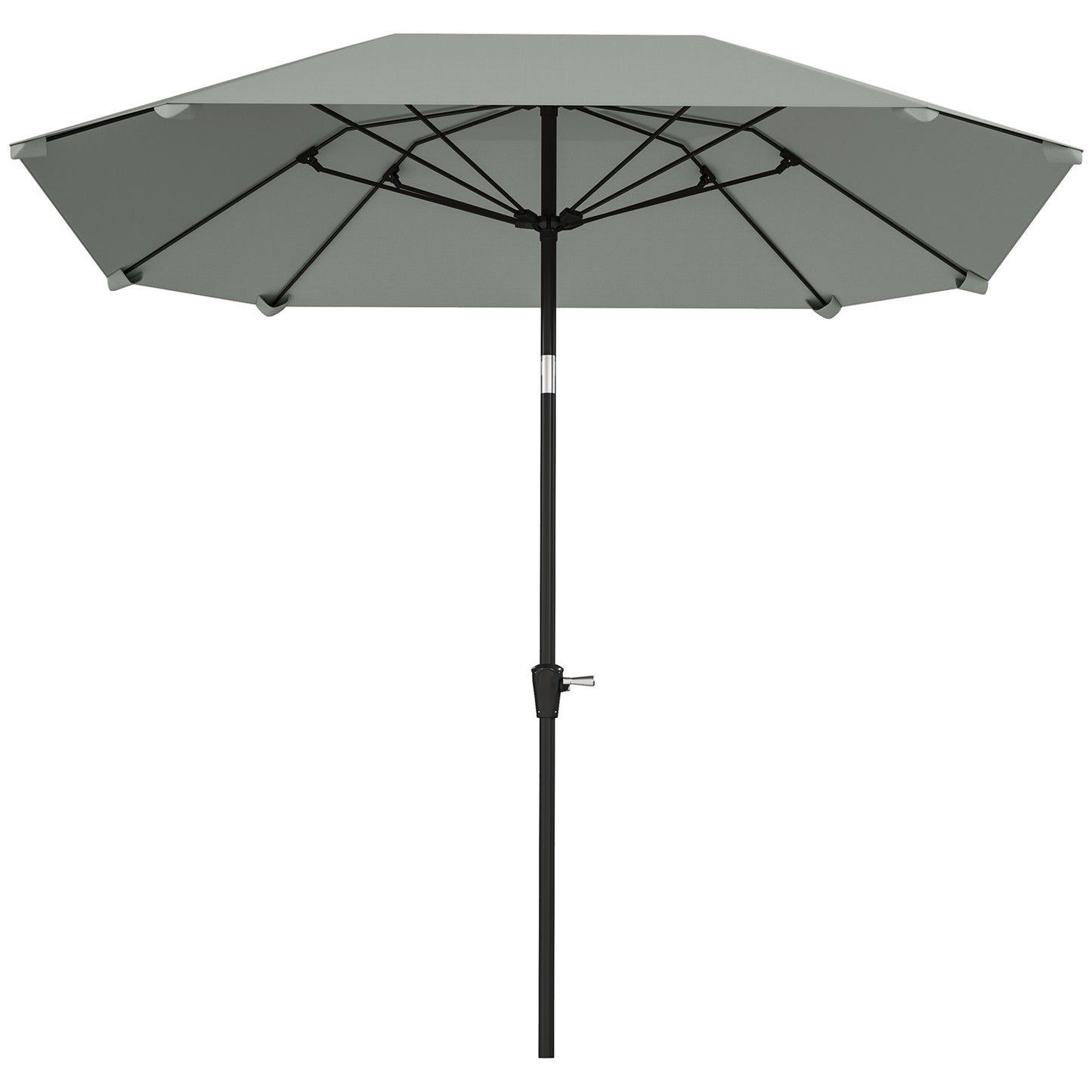 7.6FT Aluminum Patio Umbrella Parasol 8 Ribs Outdoor Market Umbrella with Crank, Push Button Tilt for Deck, Backyard and