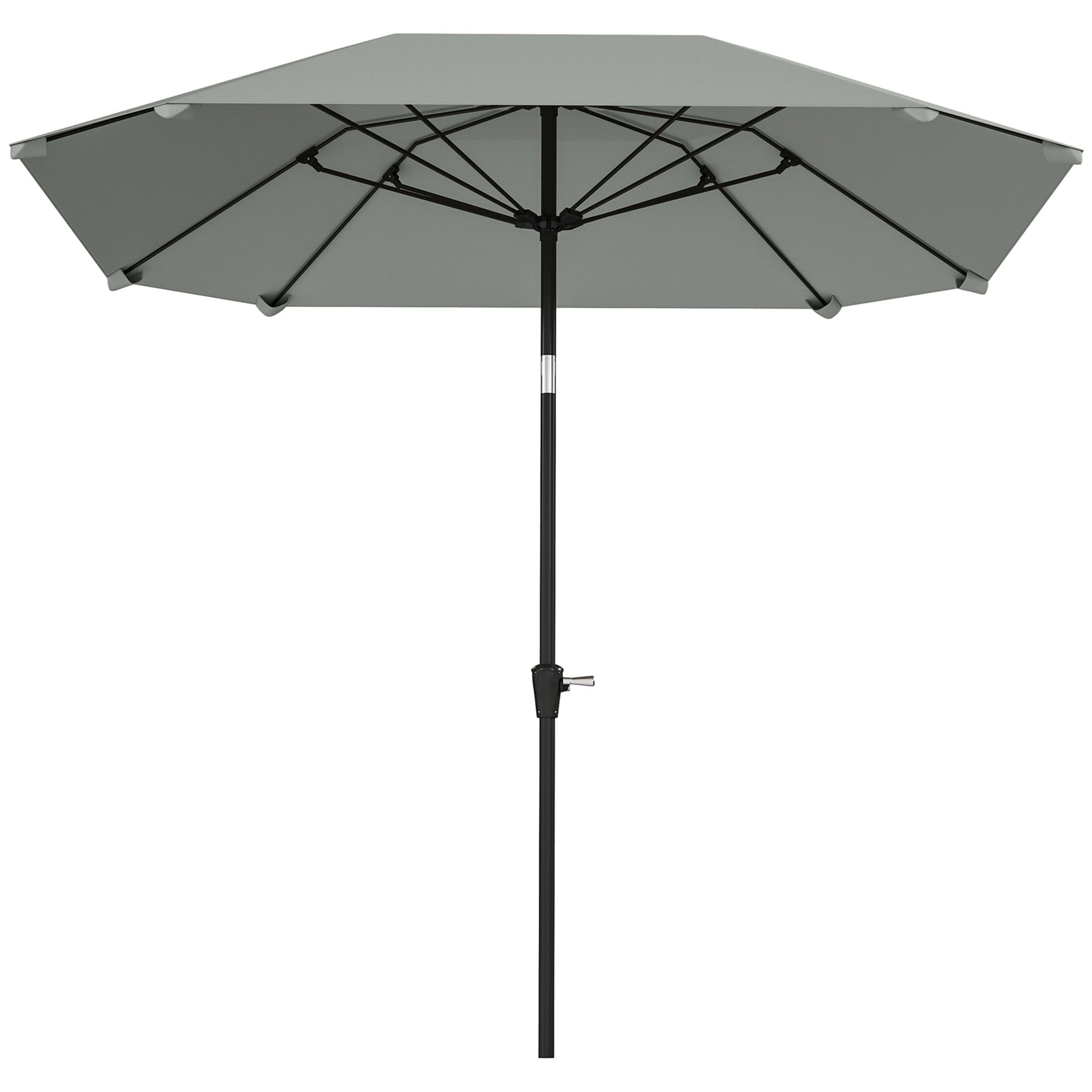 7.6FT Aluminum Patio Umbrella Parasol 8 Ribs Outdoor Market Umbrella with Crank, Push Button Tilt for Deck, Backyard and