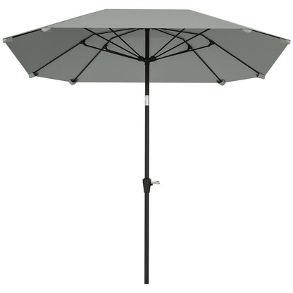 7.6FT Aluminum Patio Umbrella Parasol 8 Ribs Outdoor Market Umbrella with Crank, Push Button Tilt for Deck, Backyard and