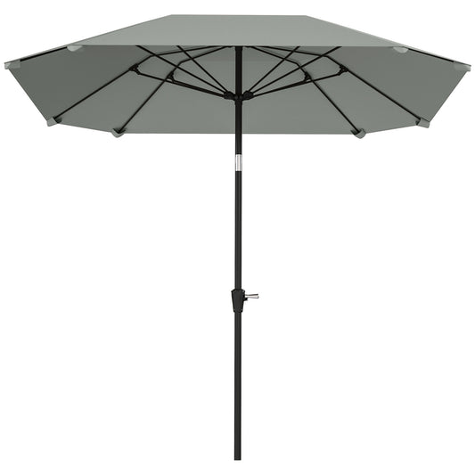 7.6FT Aluminum Patio Umbrella Parasol 8 Ribs Outdoor Market Umbrella with Crank, Push Button Tilt for Deck, Backyard and