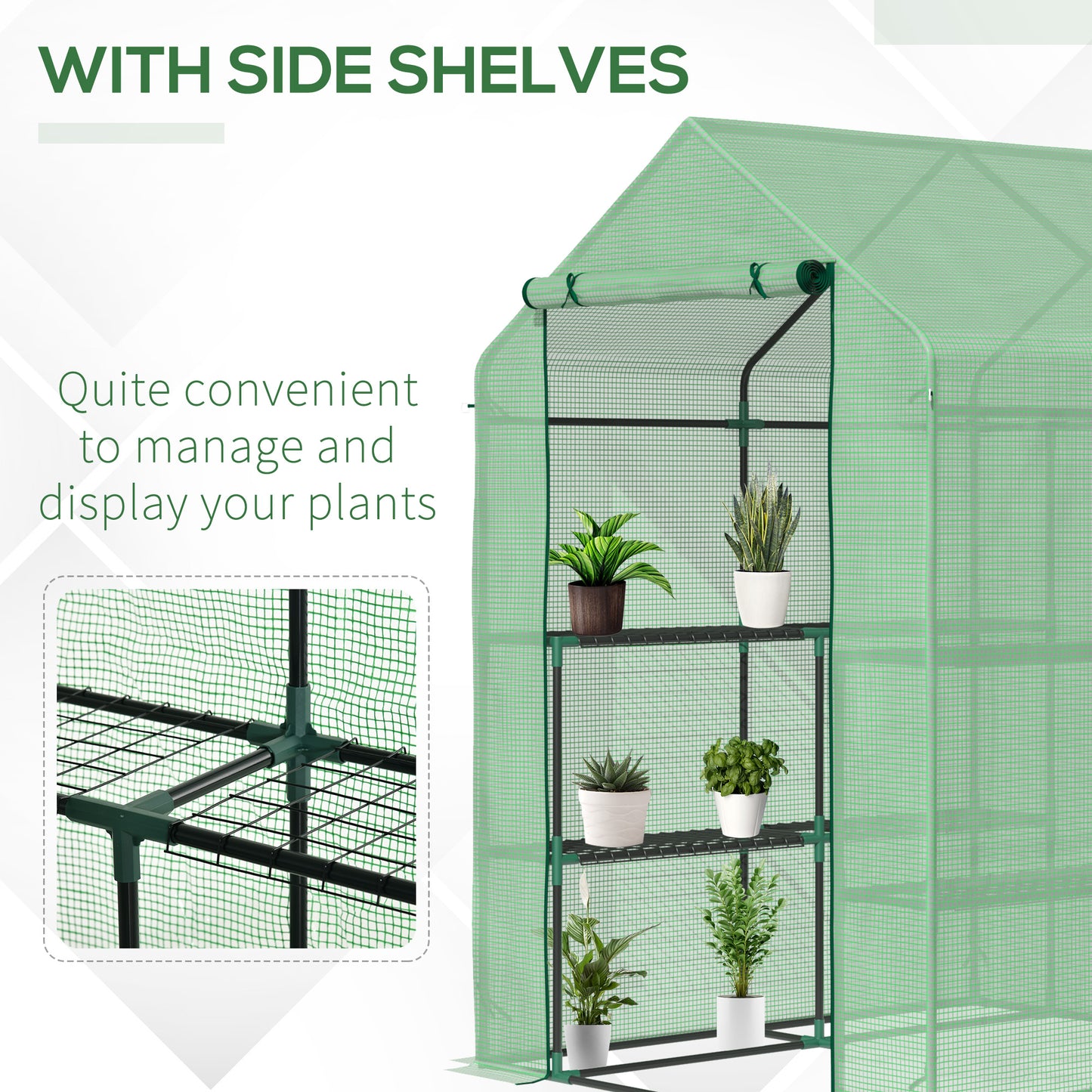 56" x 54" x 74" Walk-in Greenhouse Portable Garden Flower Seed Warm House with 8 Shelves, Outdoor Plant Growth Hot House