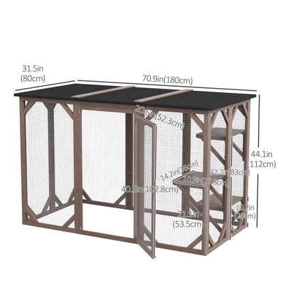 71"L Catio Outdoor Cat Enclosure, Indoor Cat Cage, Pet House, Small Animal Hutch for 1-2 Rabbit, Kitten, Kitty Crate Ken