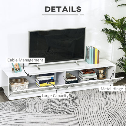 Lighted TV Stand for TVs up to 75", TV Cabinet with Storage for Living Room, High Gloss White