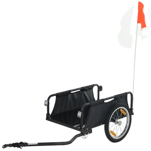 Soozier Bike Cargo Trailer, Bicycle Trailer Wagon Cart with Quick Release 16" Pneumatic Wheels, Red Flag