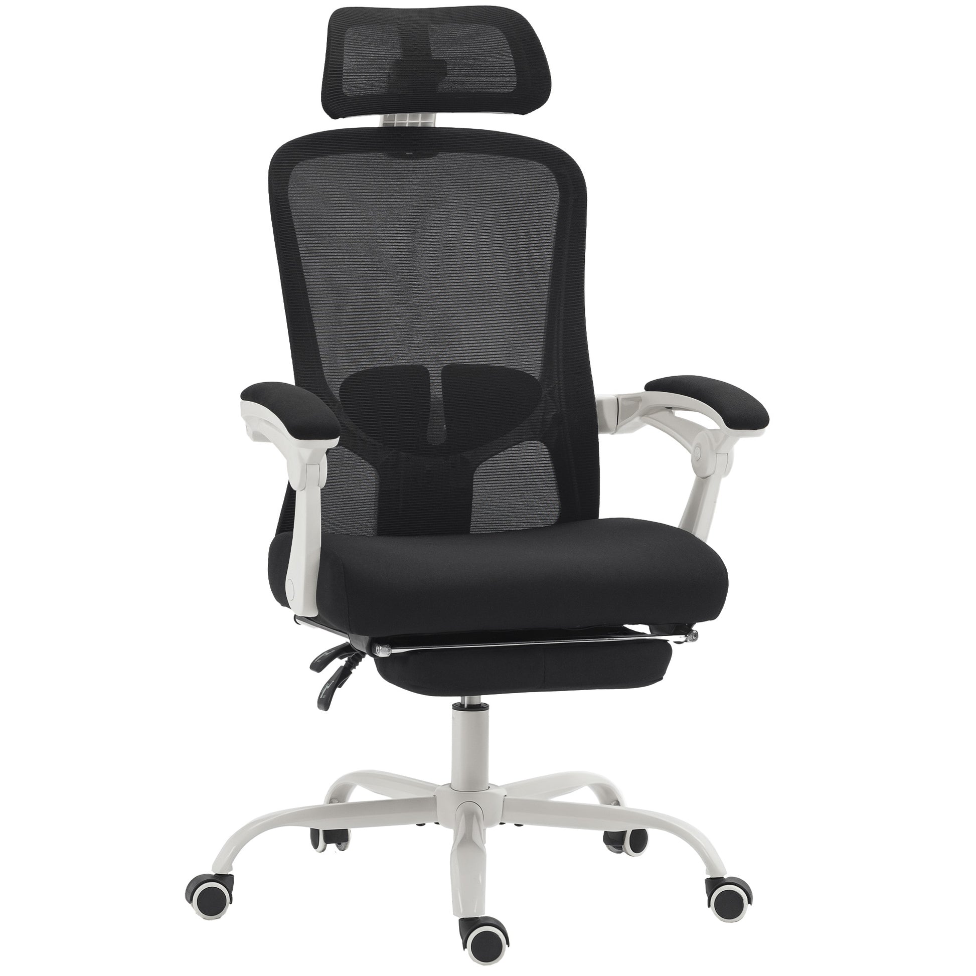 Ergonomic Office Chair, Mesh Reclining Desk Chair with Adjustable Lumbar Support, Headrest, Black
