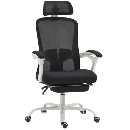 Ergonomic Office Chair, Mesh Reclining Desk Chair with Adjustable Lumbar Support, Headrest, Black