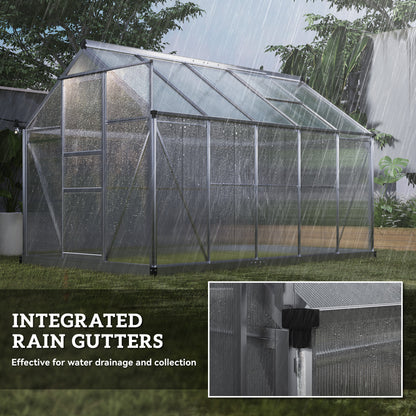 6' x 10' x 6.6' Polycarbonate Greenhouse, Walk-In Green House Kit Garden, Plants Grow, Galvanized Sheet Aluminum Frame w
