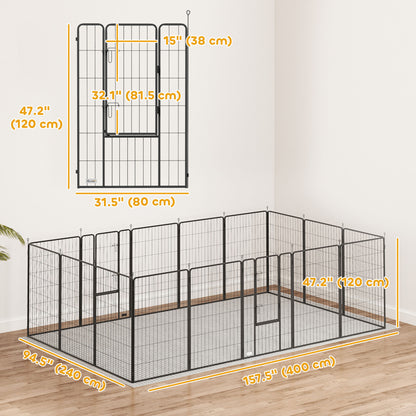 Heavy Duty Pet Playpen, 16 Panels Steel Dog Fence Puppy Exercise Pen with 2 Doors Locking Latch, 47" Height