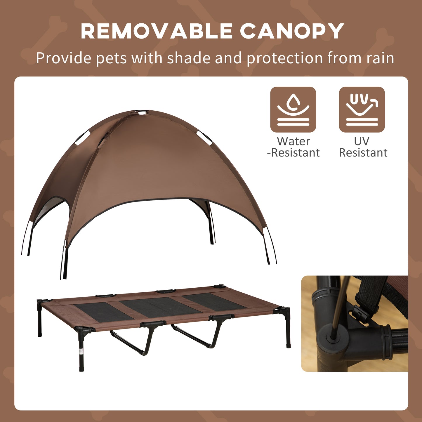 XL Elevated Dog Bed with Canopy, 48 x 36 x 43 in - Coffee - Image 5
