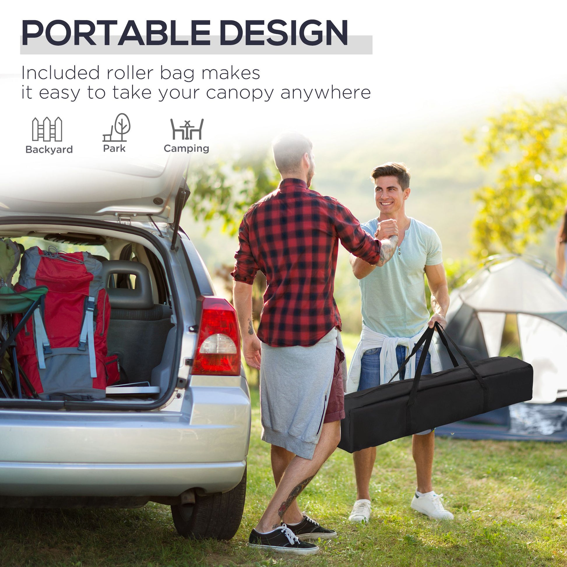 10' x 10' Pop Up Canopy Tent with Sand Bags, Instant Shelter with Adjustable Height and Carry Bag, Garden Outdoor Party 