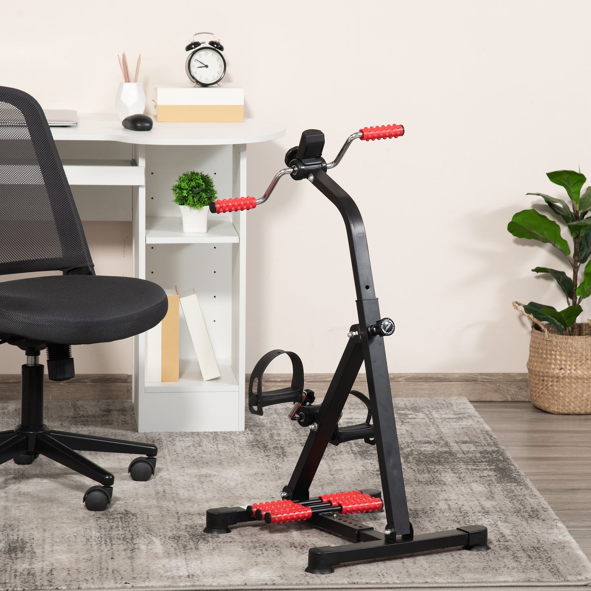 Soozier Pedal Exerciser, Hand Arm Knee and Leg Exercise Machine, Height-adjustable, with LCD Display and Foot Massage Ro