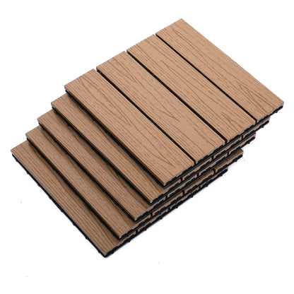 Outdoor Tiles, 11 Pack 12" x 12" WPC Interlocking Deck Tiles Waterproof and Non-slip