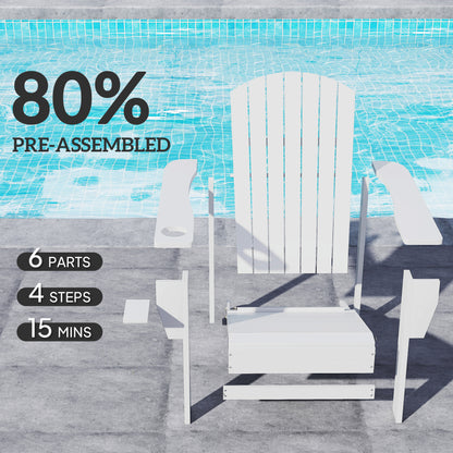Classic Adirondack Chair Muskoka Chair, Garden Deck Chair with Cup Holder for Patio, Indoor, Backyard, Wh - image 4