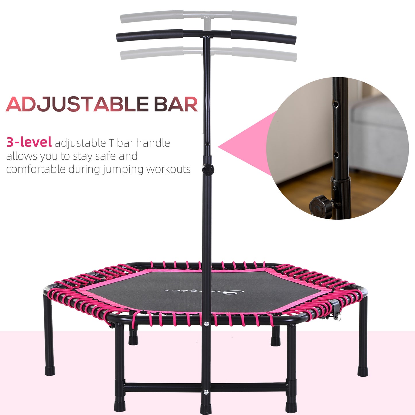 Soozier 48" Adult Hexagon Rebounder Trampoline Fitness Bungee Jumping Cardio Trainer Outdoor Bouncer Jumper Adjustable B