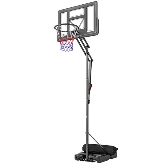 Soozier Basketball Hoop, 7.7 FT to 10 FT Adjustable, Portable Basketball Goal with 43'' Shatterproof Backboard,Fillable 