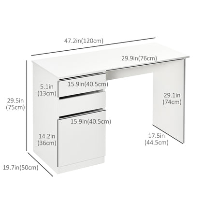 Modern Computer Desk, Home Office Desk for Study, Writing Workstation with Storage Drawer and Cabinet for Living Room, W