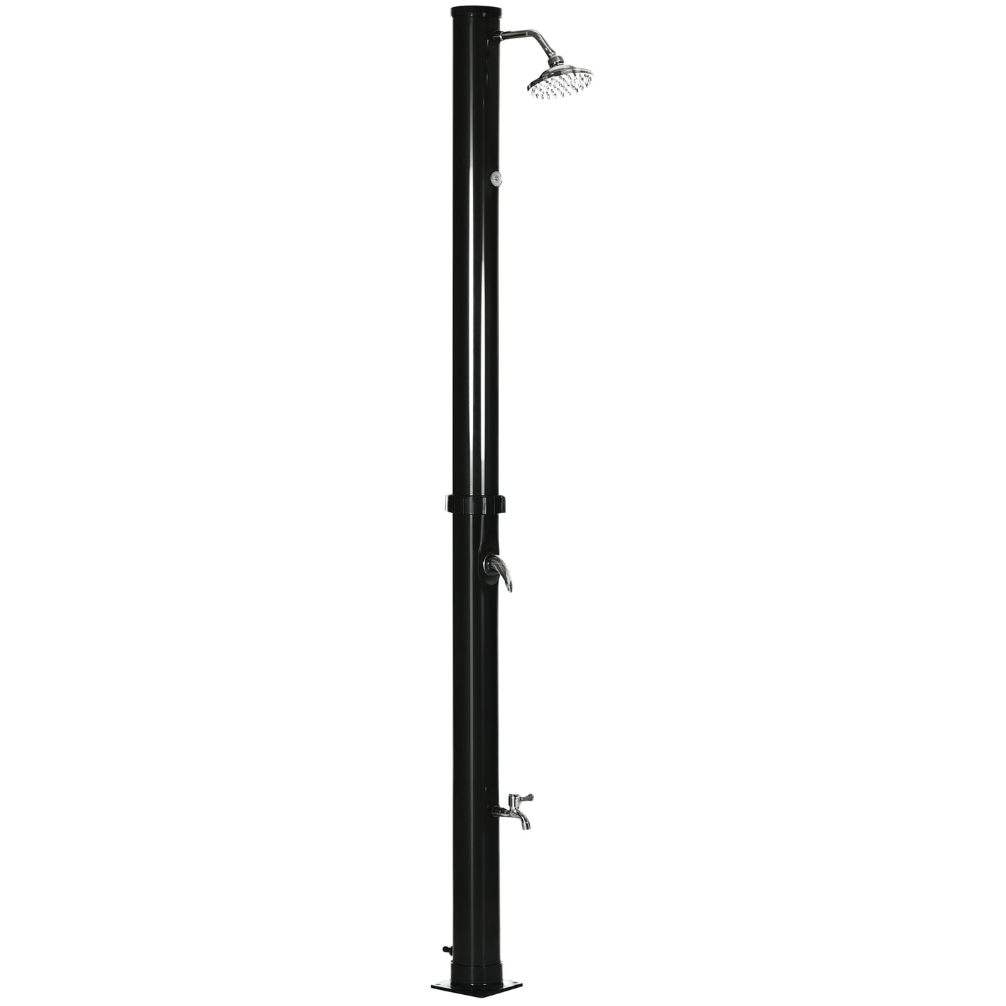 7.3FT 5.3 Gallon Solar Heated Shower, 2-Section Outdoor Shower with Shower Head, Foot Shower, Temperature Display for Ba