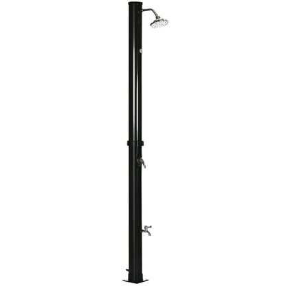 7.3FT 5.3 Gallon Solar Heated Shower, 2-Section Outdoor Shower with Shower Head, Foot Shower, Temperature Display for Ba