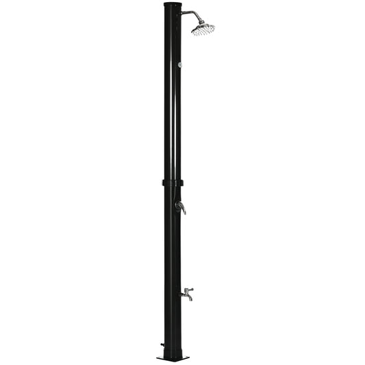 7.3FT 5.3 Gallon Solar Heated Shower, 2-Section Outdoor Shower with Shower Head, Foot Shower, Temperature Display for Ba