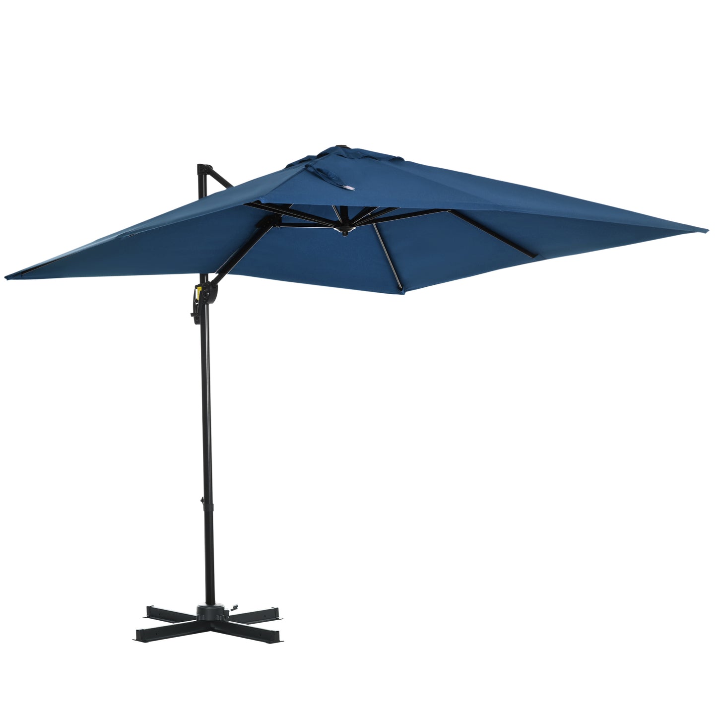 8' x 8' Square Patio Hanging Offset Umbrella with 360° Rotation, Aluminum Outdoor Cantilever Parasol with Crank & Tilt, 