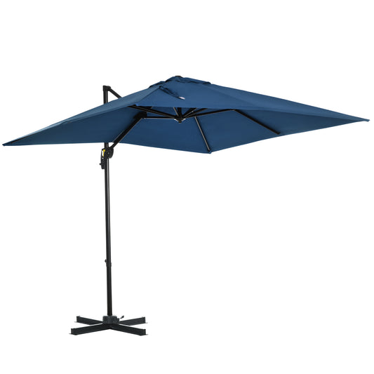 8' x 8' Square Patio Hanging Offset Umbrella with 360° Rotation, Aluminum Outdoor Cantilever Parasol with Crank & Tilt, 