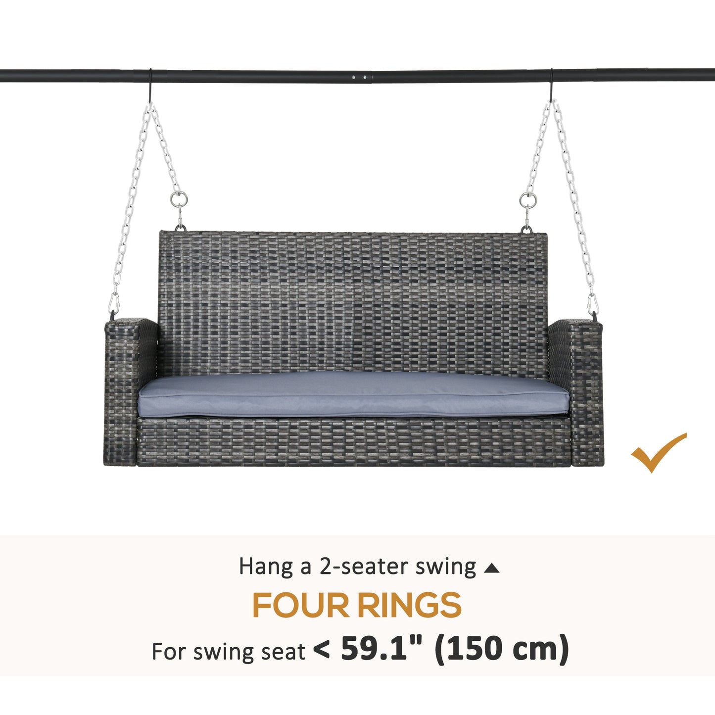 Metal Swing Stand Swing Frame, Hanging Chair Stand Only, 528 LBS Weight Capacity, for Backyard, Patio, Lawn, Black