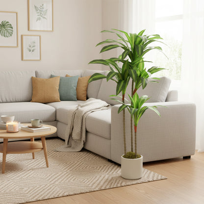 4FT Dracaena Fake Plant, Artificial Plant with Bendable Trunks for Home Office Decor, Green